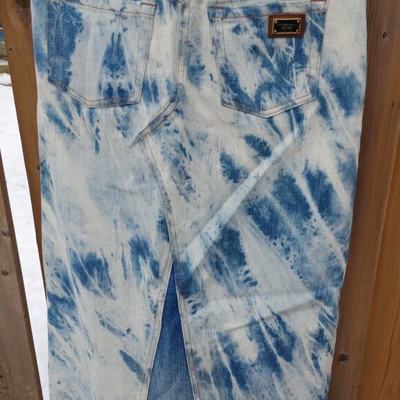 Michael Kors Tie Die Denim Skirt Full Length Maxi Skirt Size 0 - Picture 9 of 9